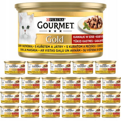 Gourmet Gold s kuracím mäsom a pečeňou, omáčka 24x85 g