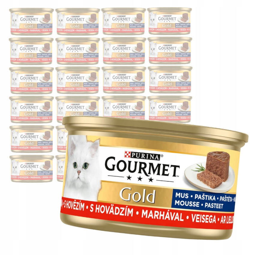 Gourmet Zlatá Pena S Hovädzím Mäsom Vlhké Krmivo Pre Mačky 24x85g