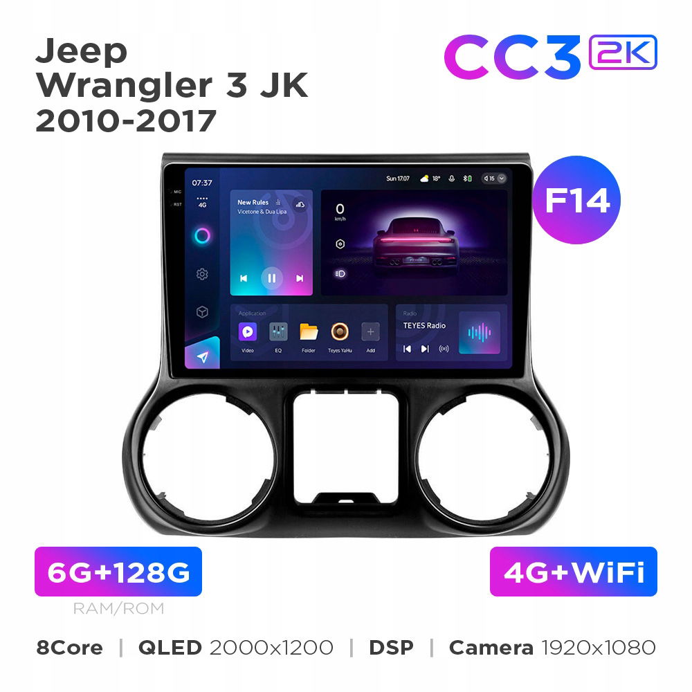 Gps Teyes s Androidom a Bluetooth 4.0, 6+128 Gb, 10" displej, Jeep Wrangler 3 Jk 2010-2017 (L14)