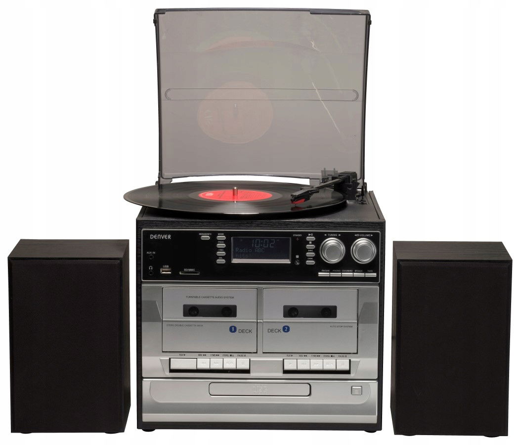 Gramofón Denver -166 Fm rádio, prehrávač CD MP3, magnetofón