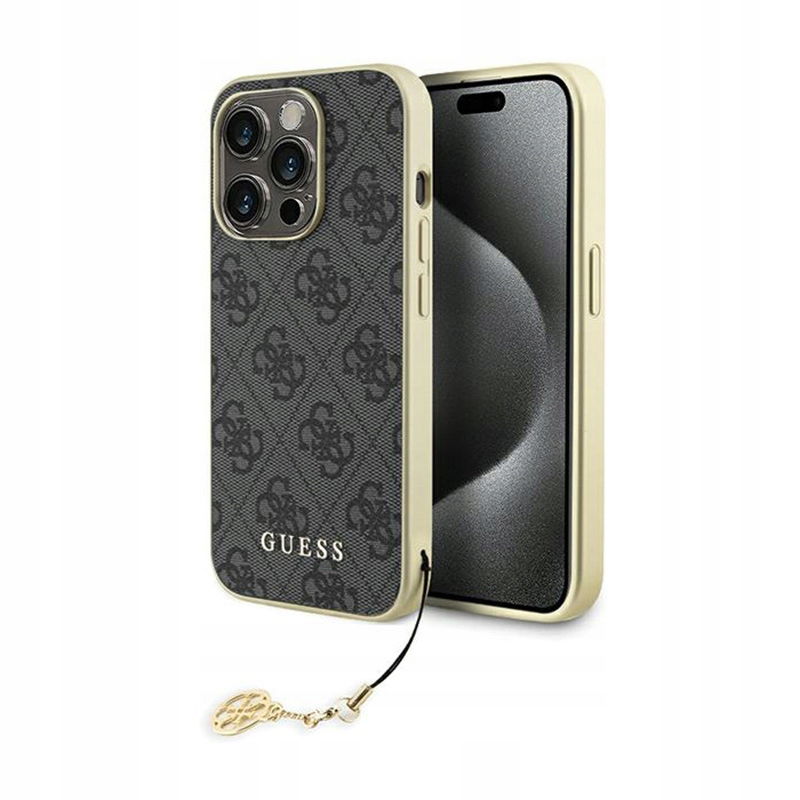 Guess 4G Charms Collection Puzdro na iPhone 15 Pro (sivé)