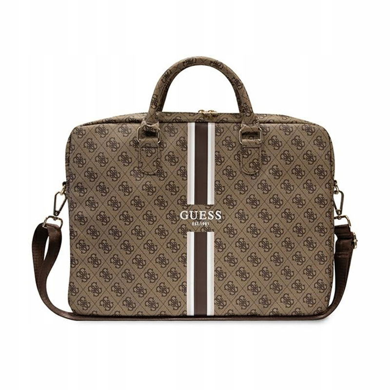 Guess 4G Printed Stripes Computer Bag Taška na notebook 16" (hnedá)
