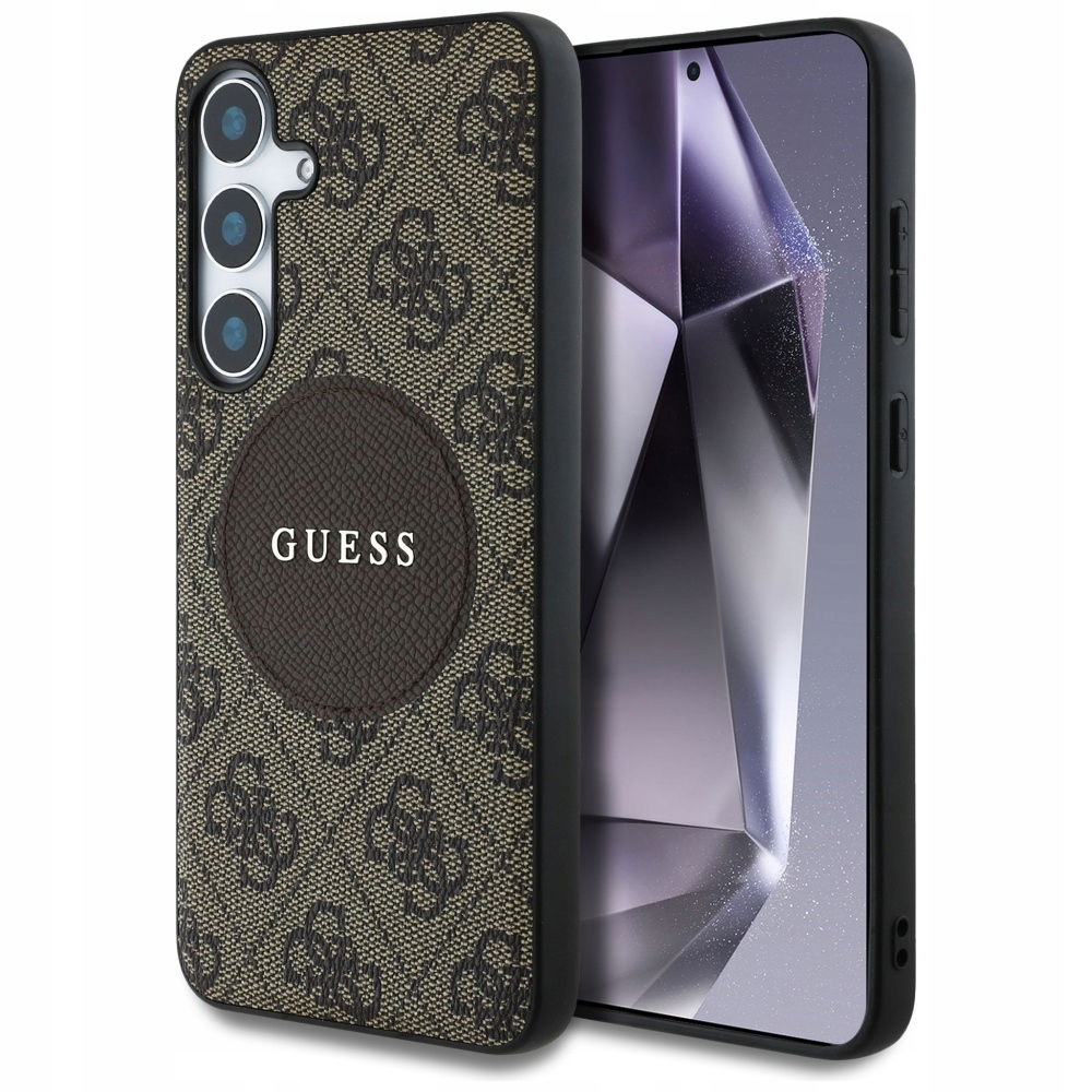 Guess 4G Round Patch Classic Logo MagSafe pre Samsung Galaxy S25 hnedé