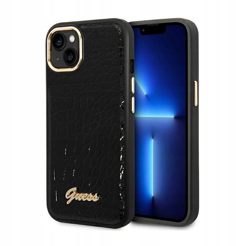 Guess Croco Collection Puzdro na iPhone 14 Plus (čierne)