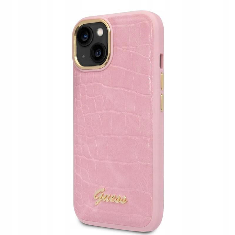 Guess Croco Collection Puzdro na iPhone 14 Plus (ružové)