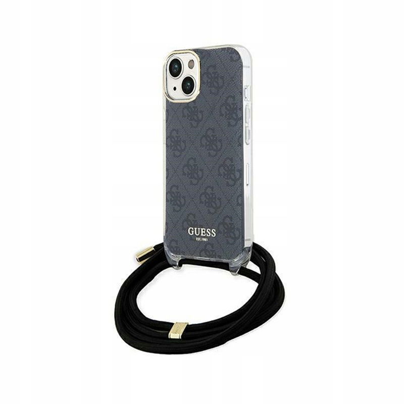 Guess Crossbody Cord 4G Print Puzdro na iPhone 15 (čierne)