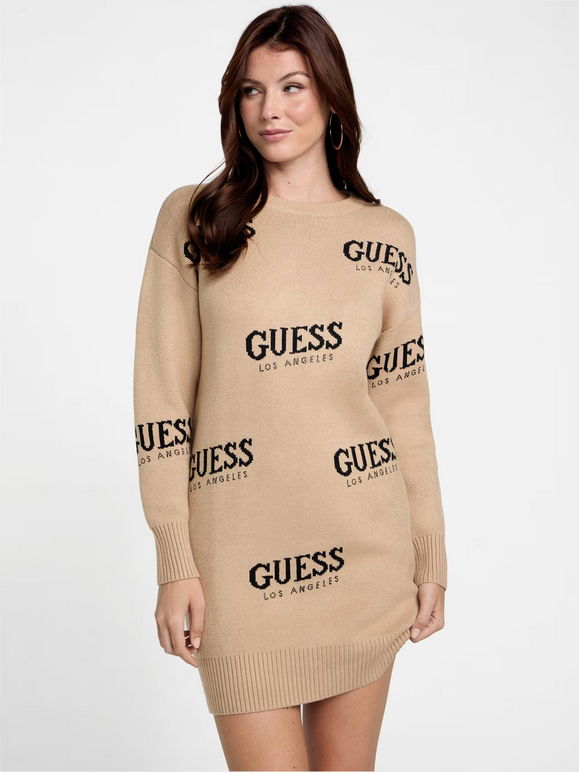 Guess dámske svetrové šaty Cateryn hnedé XL