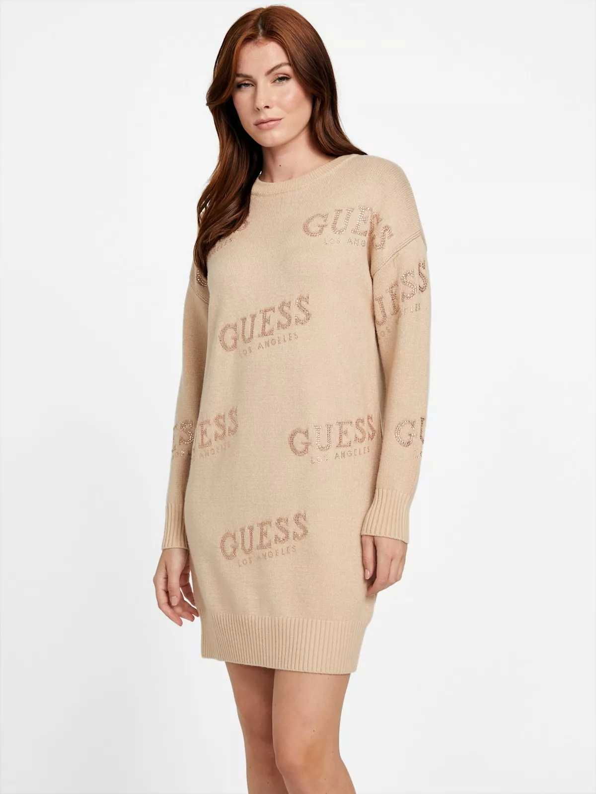 Guess dámske svetrové šaty Dateryn hnedé XL