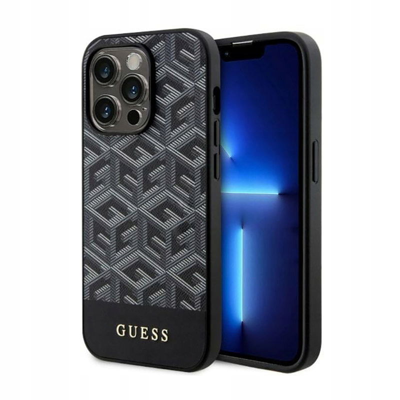 Guess GCube Stripes MagSafe – Puzdro na iPhone 14 Pro (čierne)
