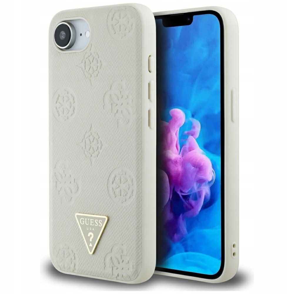 Guess Grained Hot Stamp Peony Triangle Logo MagSafe puzdro pre iPhone 16e
