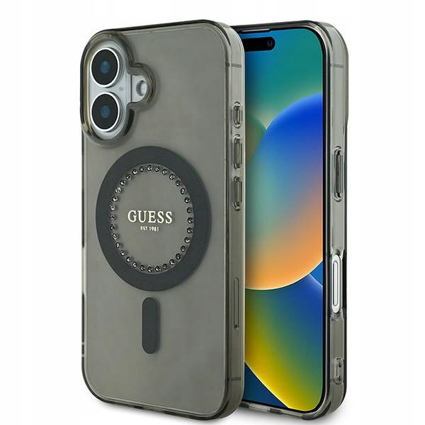Guess GUHMP16SPFTDTEK iPhone 16 6.1" čierny/čierny hardcase IML Rhinestones