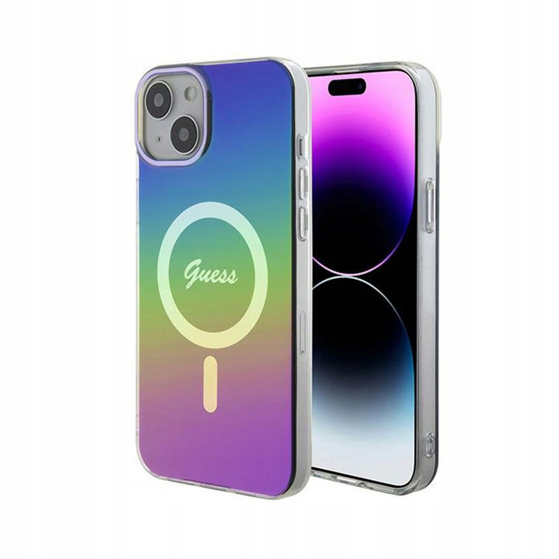 Guess IML Iridescent MagSafe – puzdro na iPhone 15 (farebné)