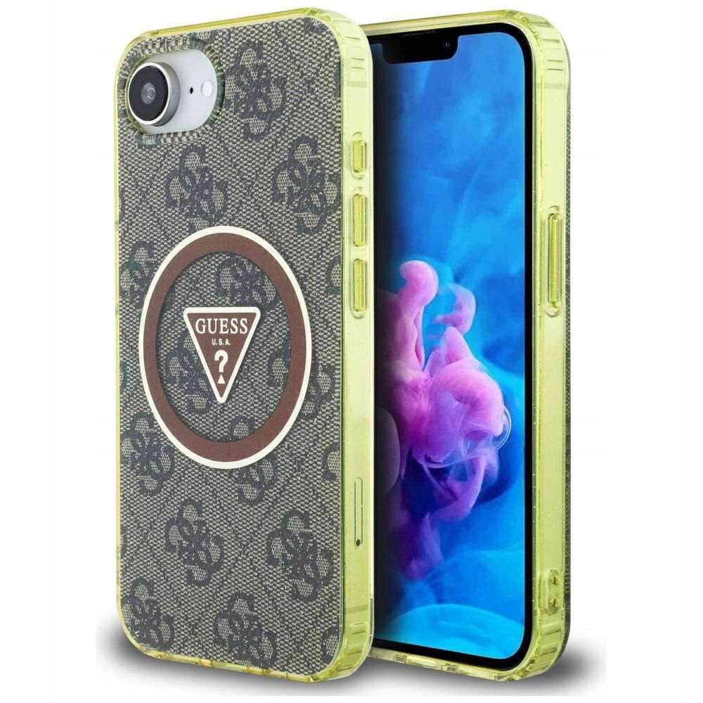 Guess IML Metal Glitter 4G Circle Triangle MagSafe Case pre iPhone 16e