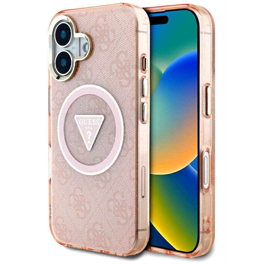 Guess IML Metal Glitter 4G Circle Triangle MagSafe pre iPhone 16