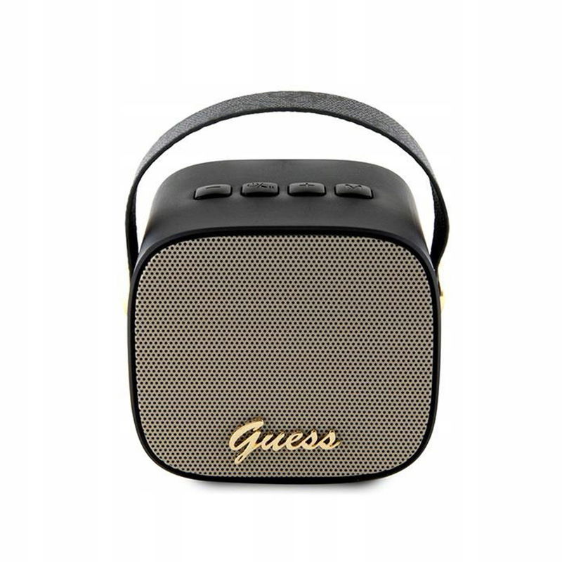 Guess Mini Bluetooth Speaker 4G Leather Script Logo with Strap Reproduktor Bl