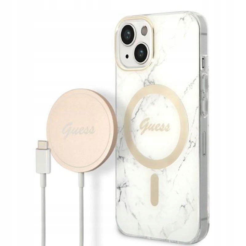 Guess Pack MagSafe IML Marble Sada puzdier nabíjačka MagSafe iPhone 14 Plus