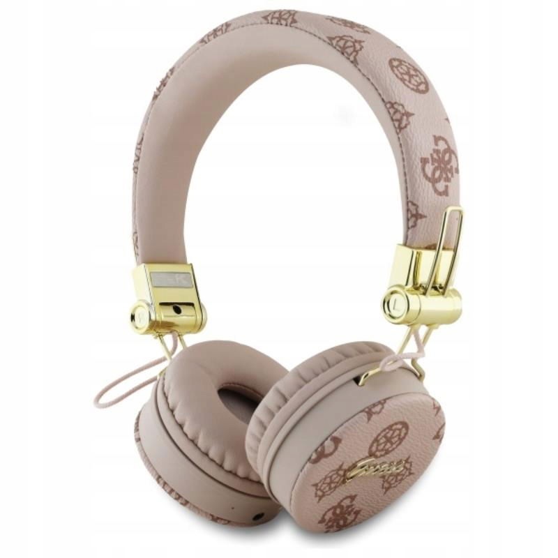 Guess Peony Script Round Shape – slúchadlá na uši Bluetooth Enc (hnedé)