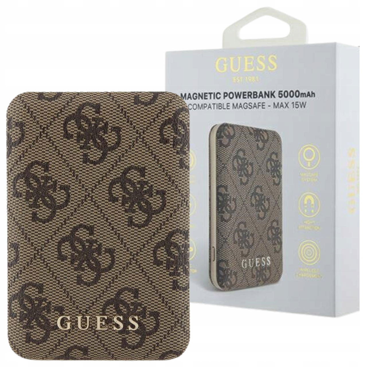 Guess Powerbanka Pre Magsafe Iphone 12 13 14 5000MAH, Bezdrôtové Nabíjanie