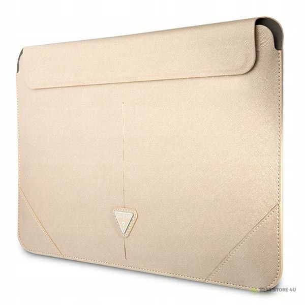 Guess Saffiano Triangle Logo Sleeve Puzdro na notebook 16" (béžové)