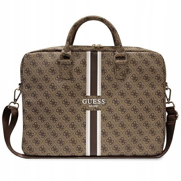 Guess Taška 16" hnedá /brown 4G Printed Stripes