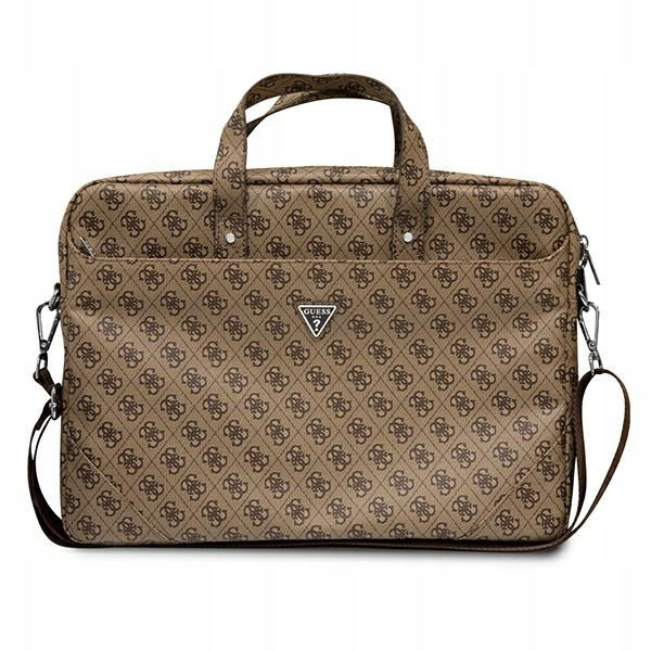 Guess Taška na notebook GUCB15P4TW 16" hnedá Saffiano 4G Triangle Logo