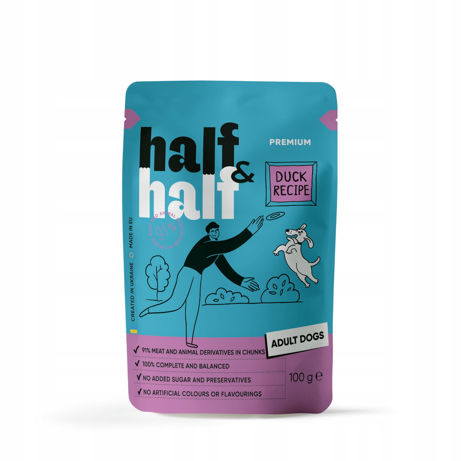 Half&half Premium Vlhké krmivo pre psa adult Kačica Vrecko 12x100 g