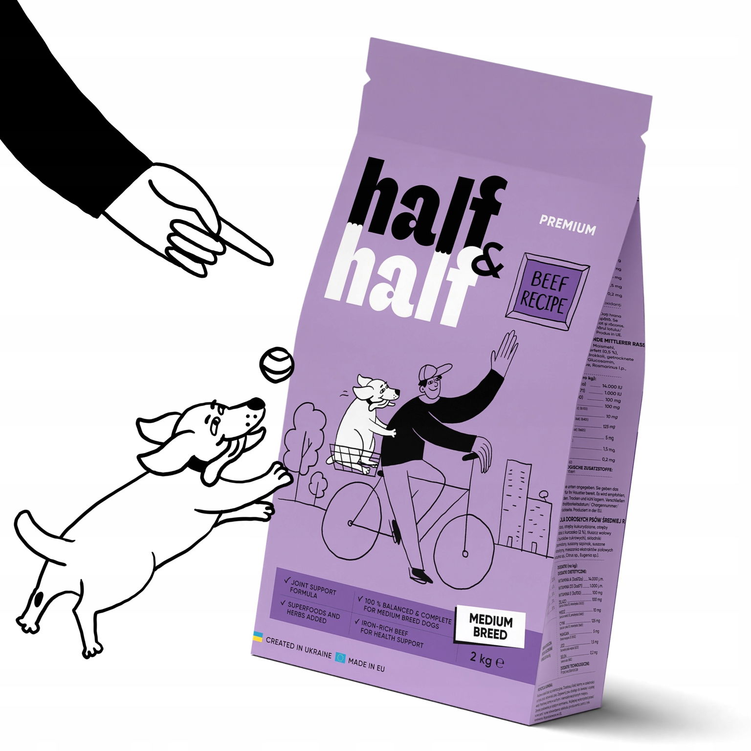 Half&half suché krmivo pre psov stredných plemien s hovädzím mäsom 2 kg
