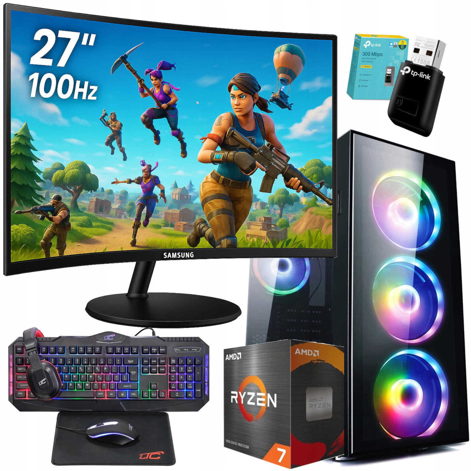 Herná Súprava 27" Ryzen 7 l 32GB l 1TB l Win 11 Balíček Office