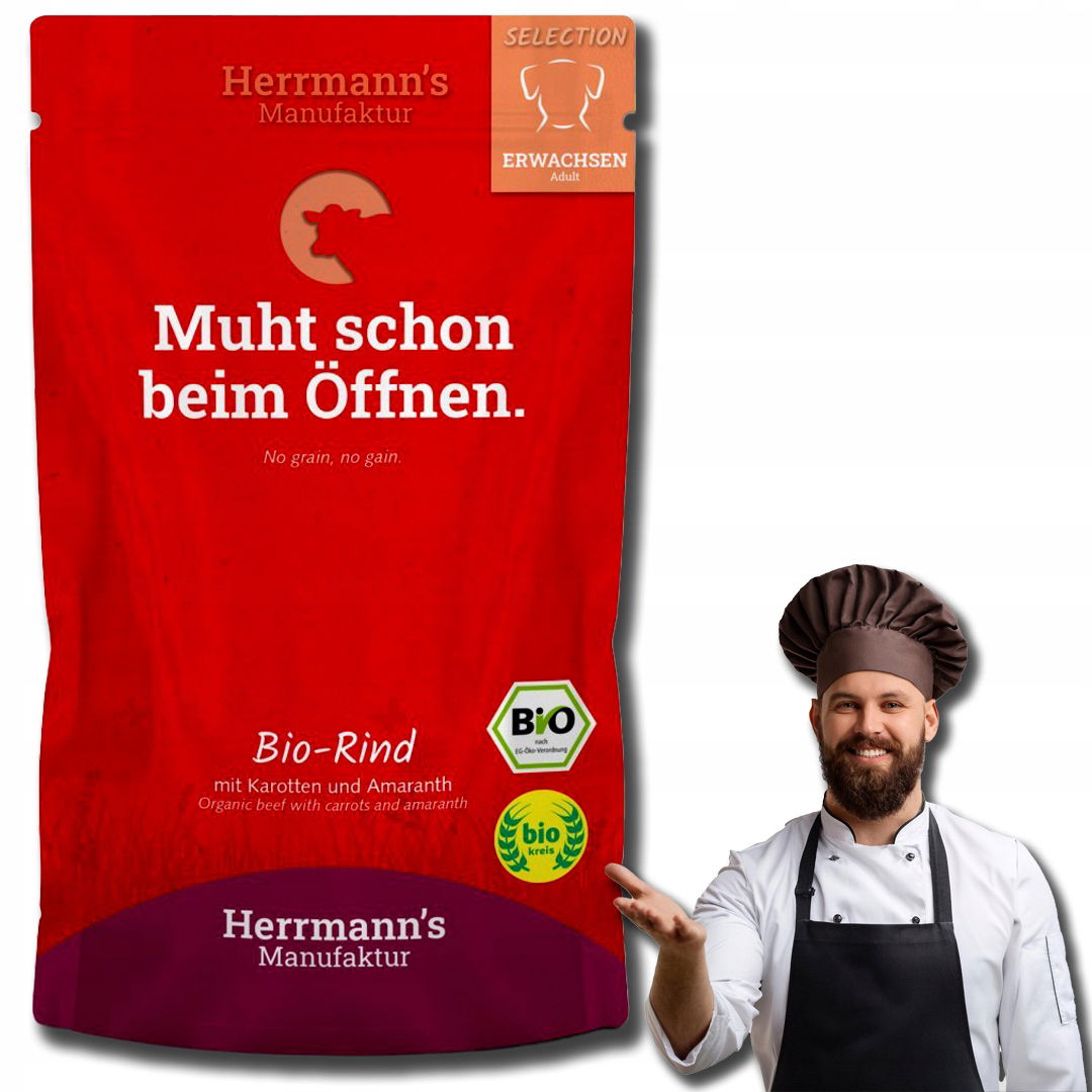 Herrmann's Selection Dog hovädzie mäso s mrkvou vlhké krmivo pre psa 150 g