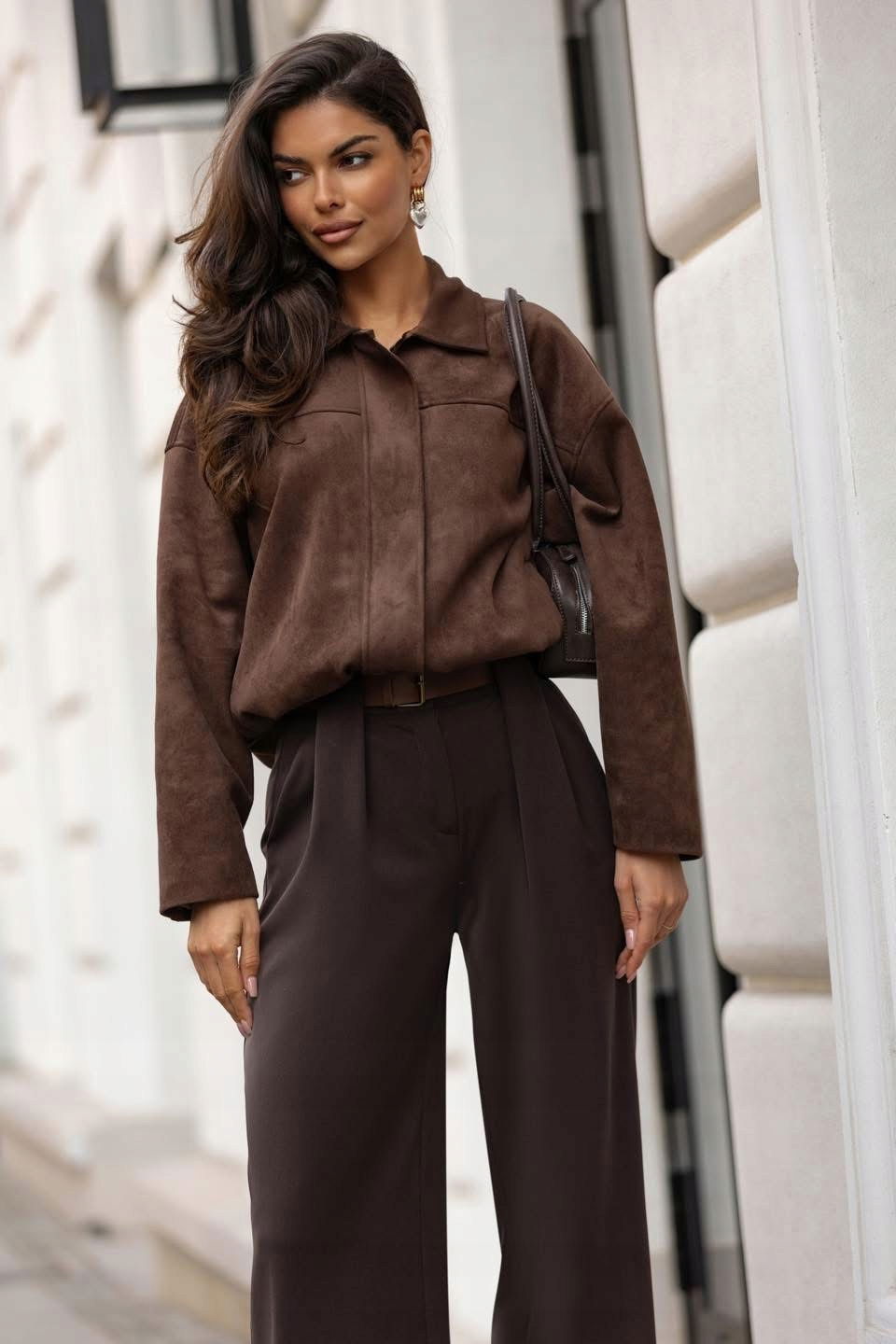 Hnedá semišová bunda model 1173 Lalous veľkosť S