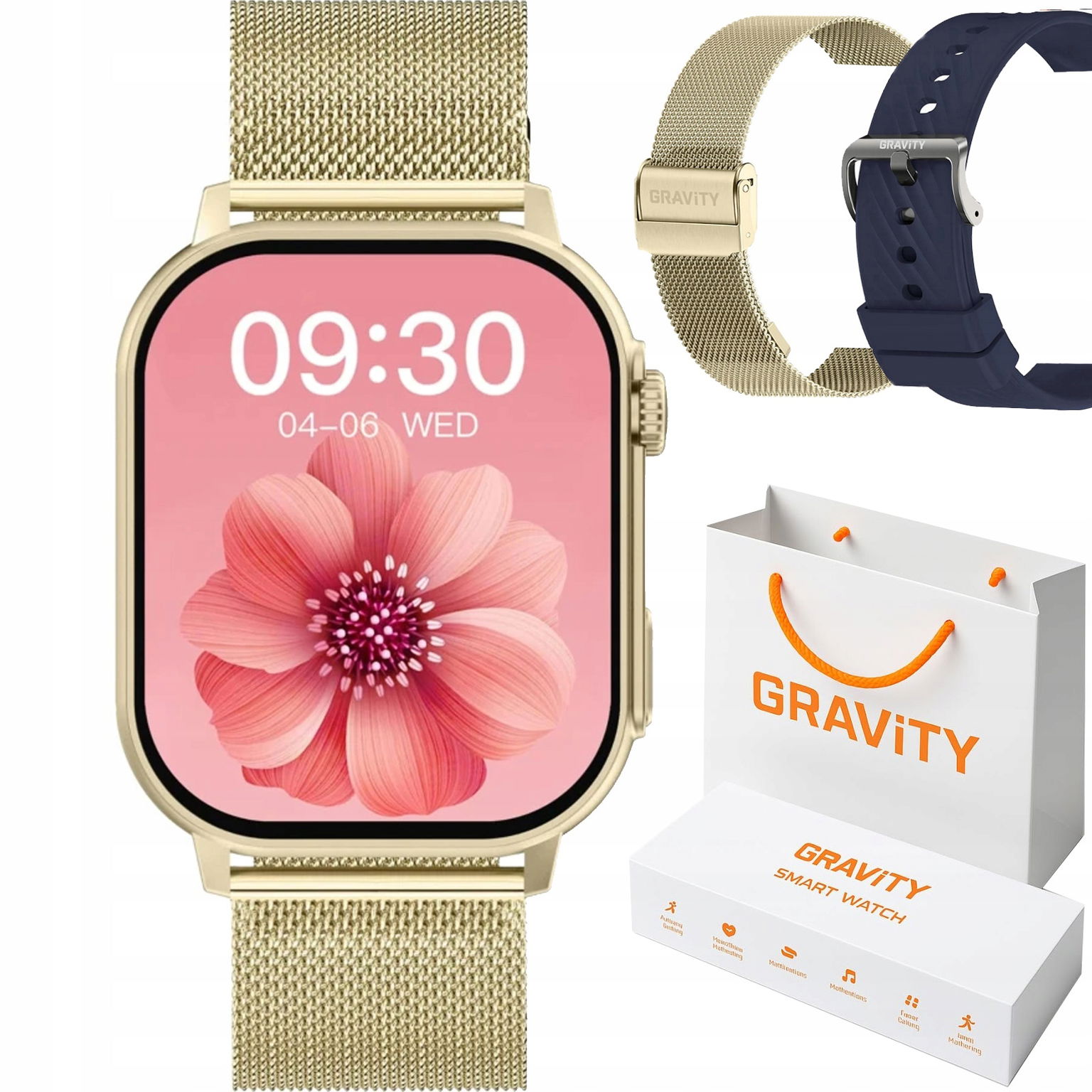 Hodinky Smartwatch Gravity GT15-11 Gd/gd/bu
