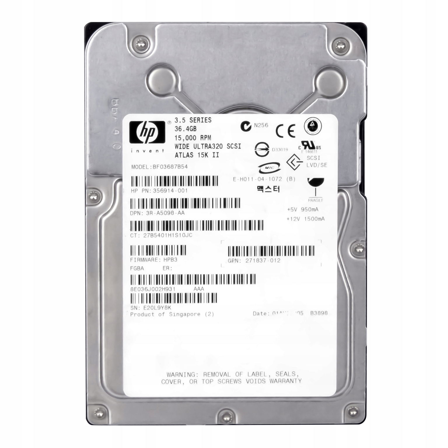 Hp 356914-001 36,4 Gb 15K 8MB Scsi 3,5'' BF03687B54
