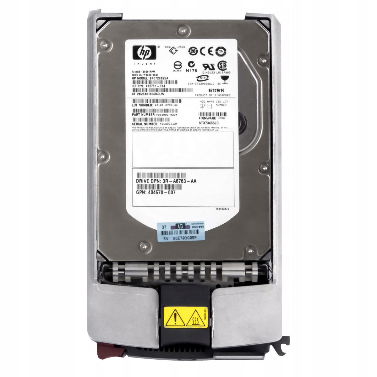 Hp 412751-014 73GB 15K 16MB Scsi U320 3,5'' BF0728B26A