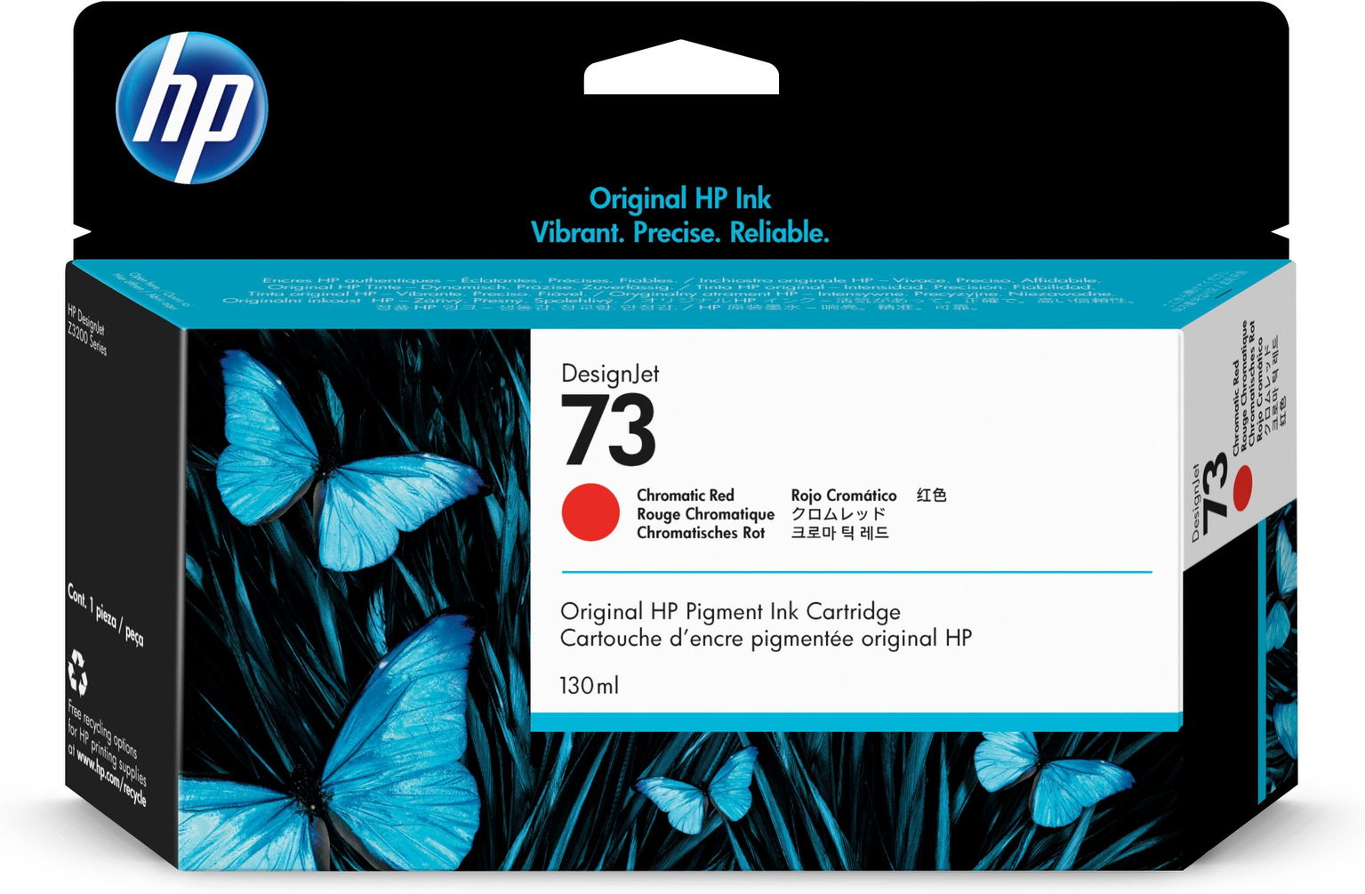 Hp Červená chromatická atramentová náplň 73 DesignJet 130 ml
