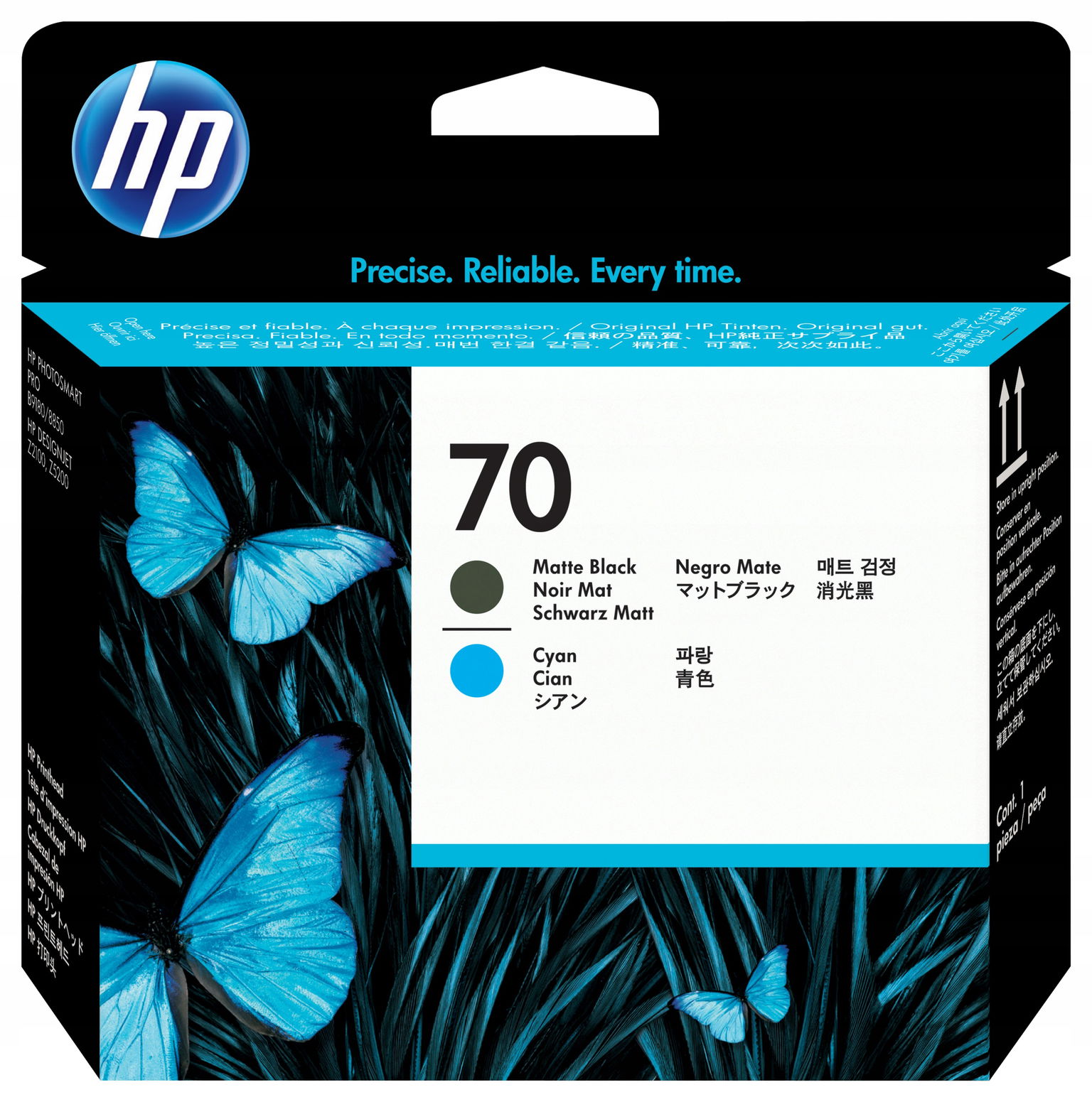 Hp Tlačová hlava 70 DesignJet: čierna matná a modrá