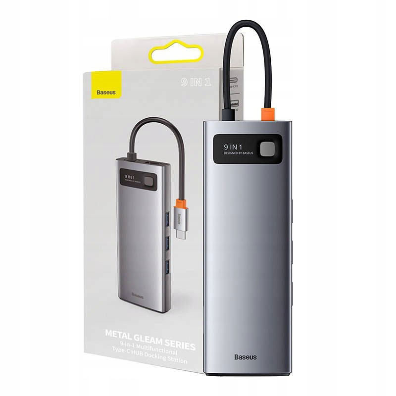 Hub 9v1 Baseus Metal Gleam , Usb-c na 3x Usb 3.0 Hdmi Usb-c Pd
