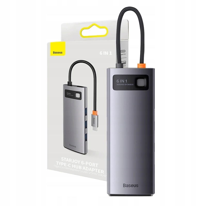 Hub Baseus Starjoy 6v1 S Usb-c, Hdmi, 3x Usb 3.0, RJ45, Pd