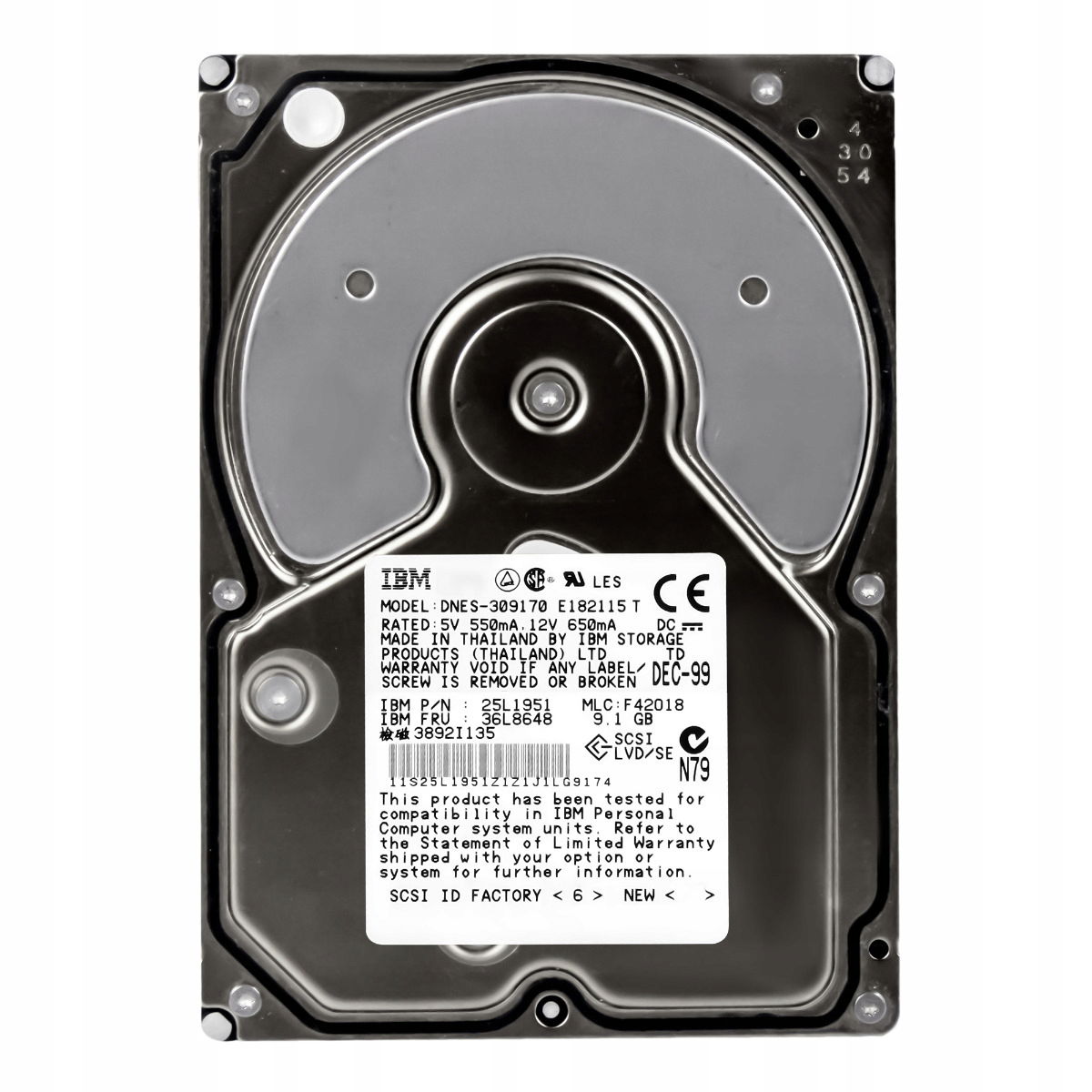 Ibm 36L8648 25L1951 9.1GB 7.2K Scsi DNES-309170