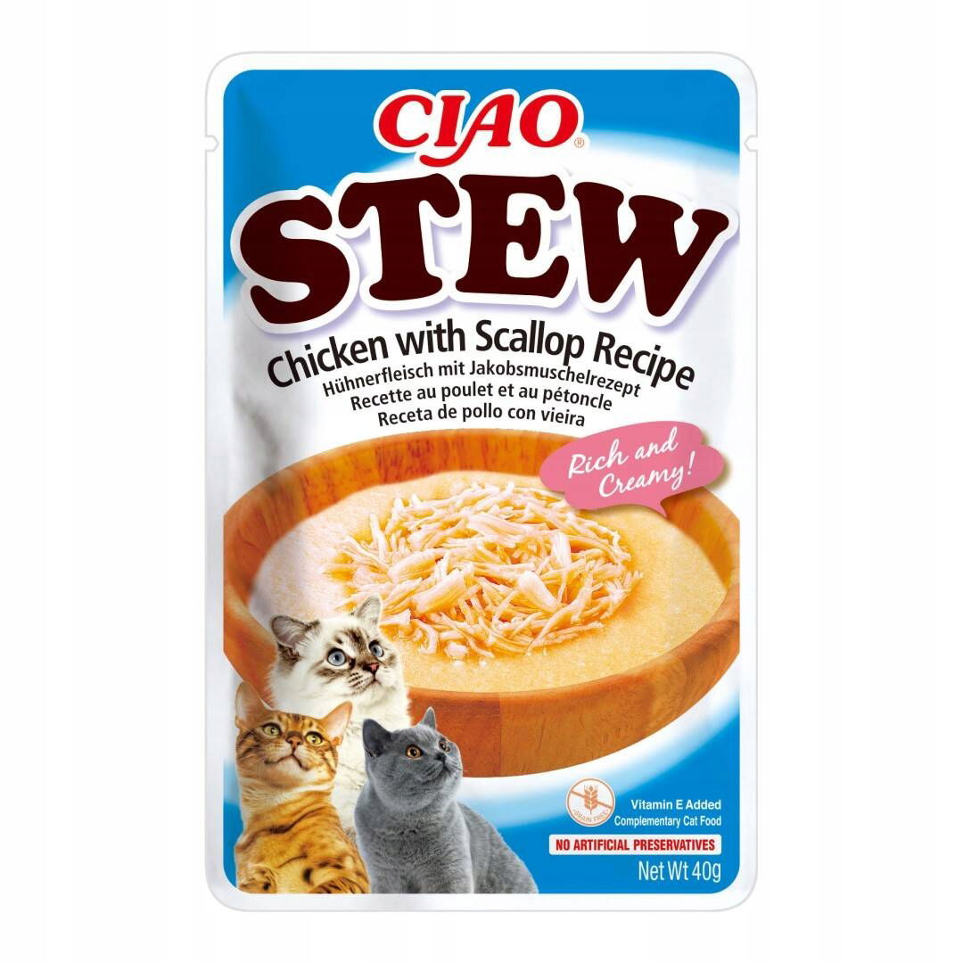 Inaba Cat Ciao Stew 40 g Krmivo pre mačky Potravina s kuracím mäsom a hrebienkami