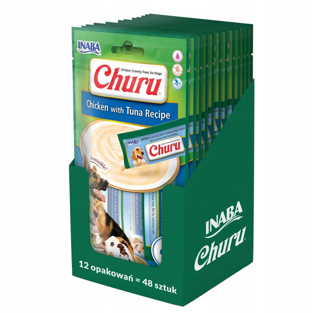 Inaba Dog Churu 12x56g Pochúťka Pasta pre psa s kuracím mäsom a tuniakom