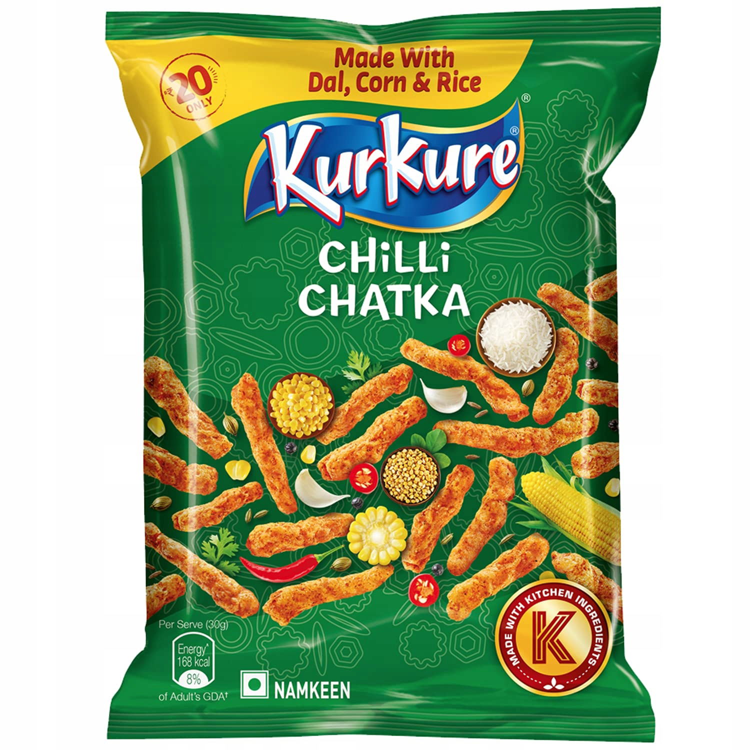 Indický snack Chilli Chatka Kurkure 75g