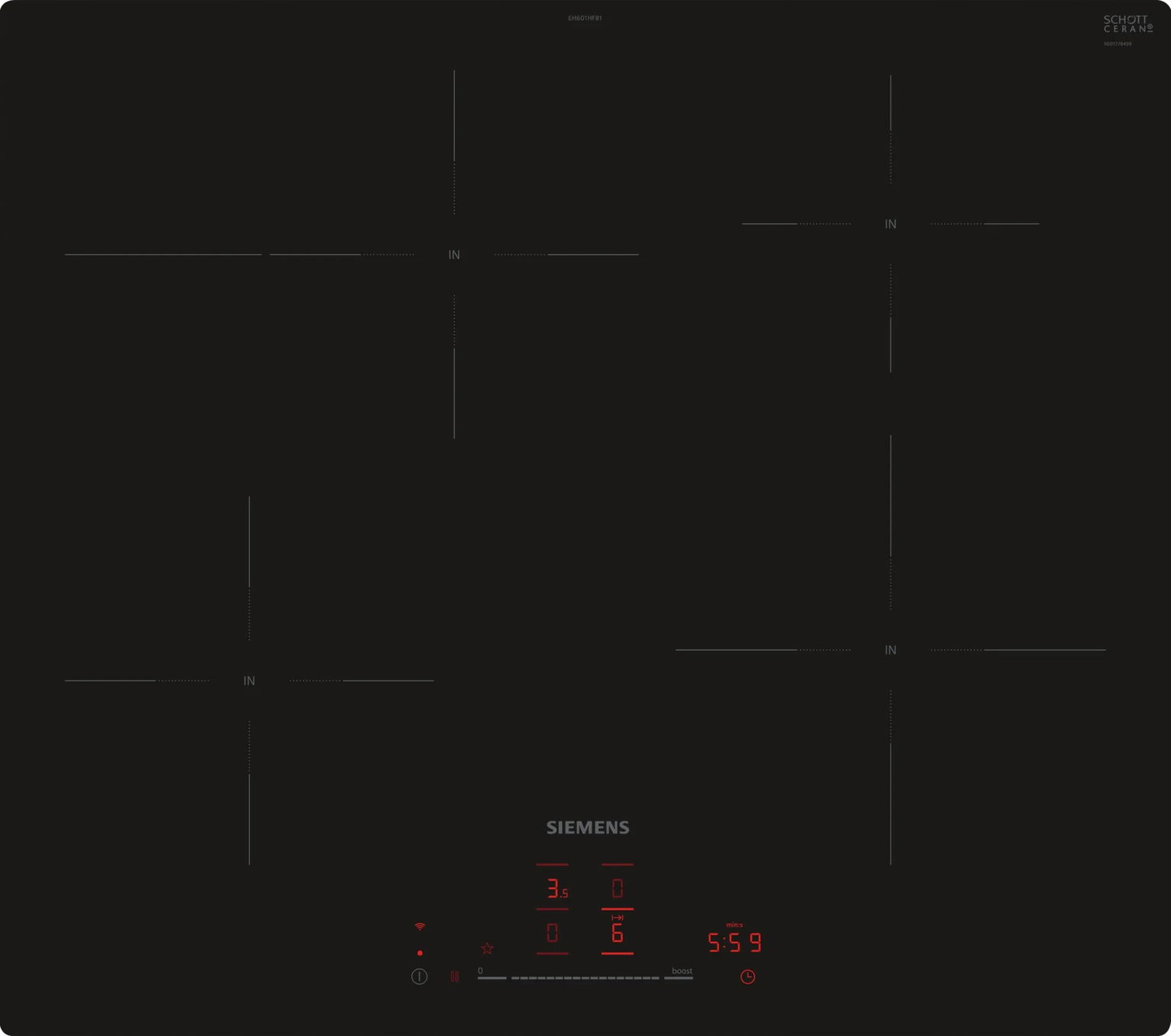 Indukčná varná doska Siemens EH601HFB1E Multitouch čierna 60 cm