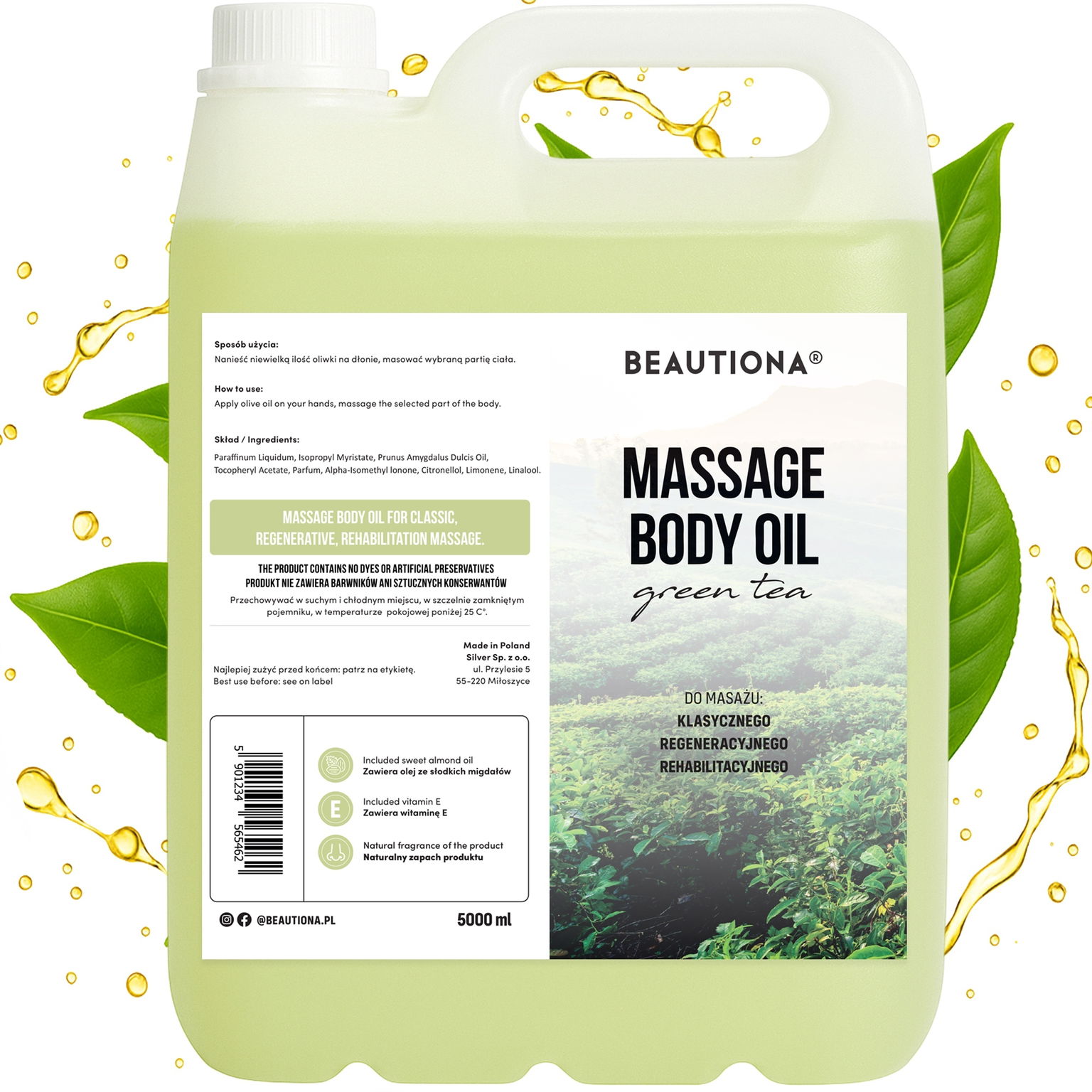 Intai Masážny Olej 5000 ML Zelený Čaj