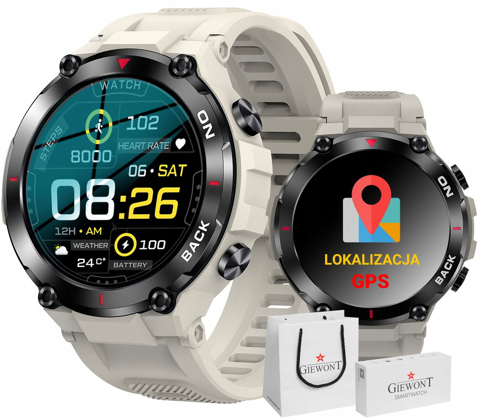 Inteligentné hodinky Giewont Pionier Gps GW460-3 Light Stone