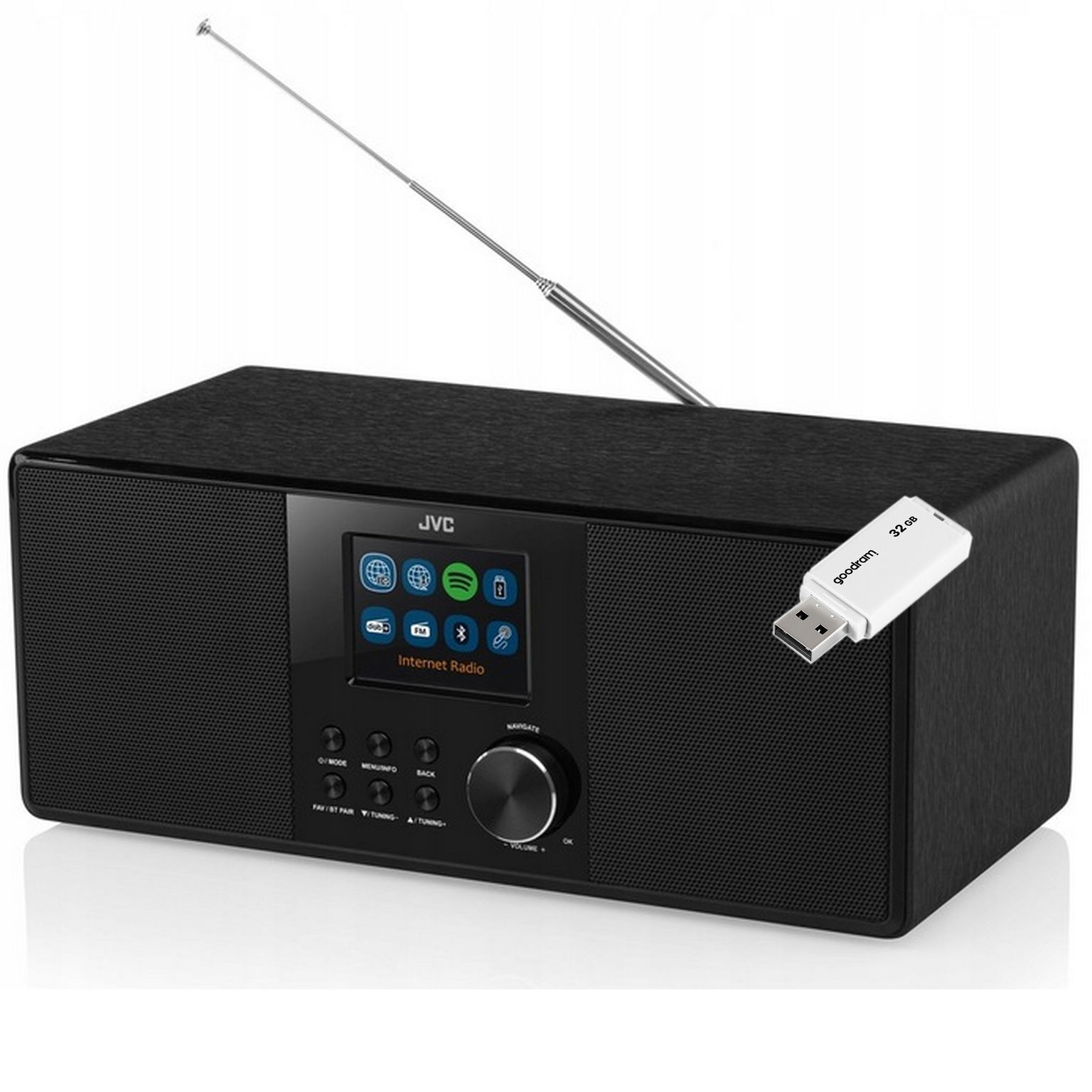 Internetové rádio WiFi Spotify Connect Bluetooth Dab Jvc RA-E981B Pendrive