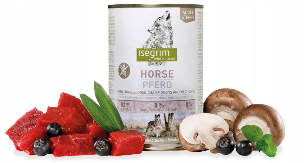 Isegrim Premium plechovka s koňmi arónia šampiňóny 400 g