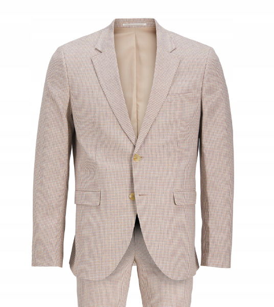 Jack & Jones Slim Pánsky Oblek Béžový Kockovaný 54 Jss