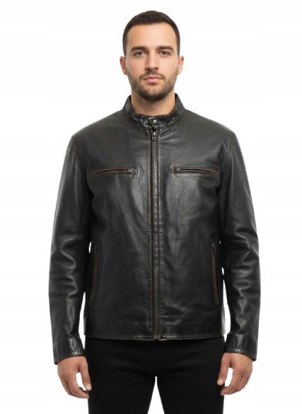Jackets Limited Pánska Kožená Bunda So Zámkami Hnedá 4XL Jpa