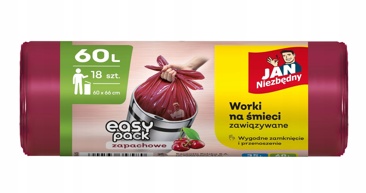 Jan Niezbędny Vrecia na odpadky Hd Easy-Pack Višňa 60L 18 kusov