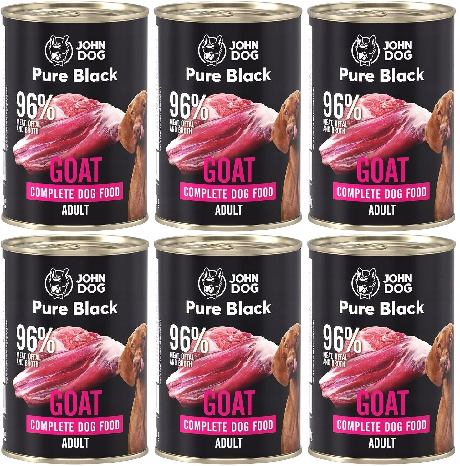 John Dog Pure Black Adult Goat 6 konzerv 400 g
